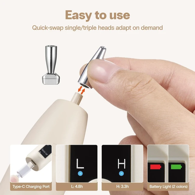 Alt view image 6 of 7 - Electric Diamond Art Vacuum Pens, Diamond Art Tools for Adults, Cream | No Wax Needed, Cordless, Rechargeable, 2 Suction Levels, 3Pcs Replaceable Tips, Portable Diamond Painting Pen