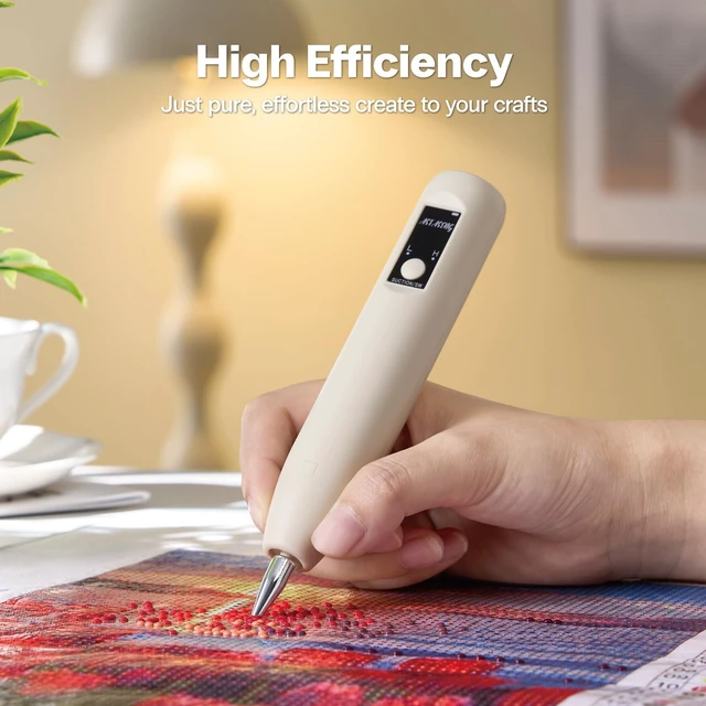 Alt view image 7 of 7 - Electric Diamond Art Vacuum Pens, Diamond Art Tools for Adults, Cream | No Wax Needed, Cordless, Rechargeable, 2 Suction Levels, 3Pcs Replaceable Tips, Portable Diamond Painting Pen