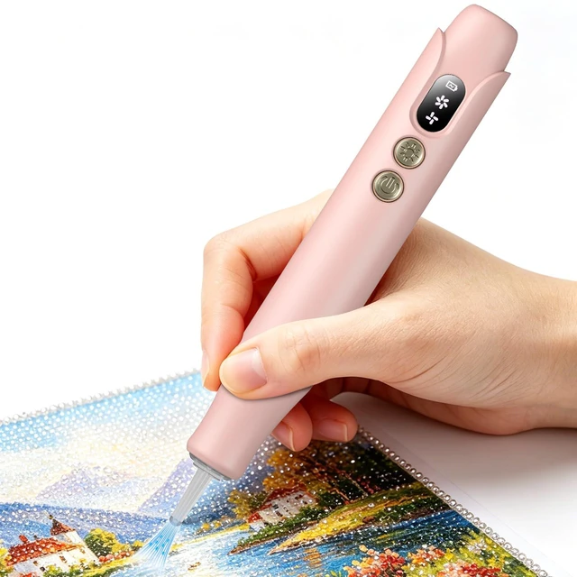 Main image of Electric Diamond Painting Pen with LED Lights,Diamond Art Pens for Painting Diamond Art Tools,Cordless,LED Lights,Low Noise,USB-C Rechargeable,2 Speed,8000RPM,800Amh Battery,No Wax Need,Ergonomic Grip