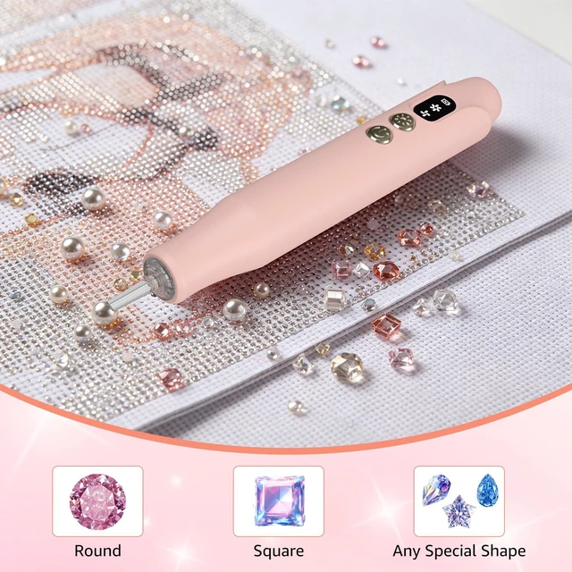 Alt view image 7 of 7 - Electric Diamond Painting Pen with LED Lights,Diamond Art Pens for Painting Diamond Art Tools,Cordless,LED Lights,Low Noise,USB-C Rechargeable,2 Speed,8000RPM,800Amh Battery,No Wax Need,Ergonomic Grip