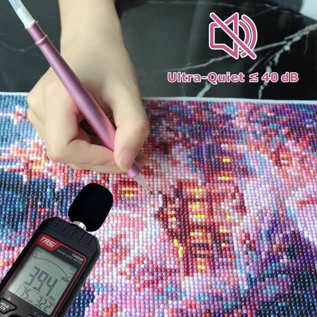Alt view image 2 of 7 - Electric Diamond Painting Pen, UltraQuiet 40dB, 1.5m Silicone Hose, 3Speed Adjustable Suction, USBC Fast Charge + UseWhileCharging, Aluminum Body (Pink)