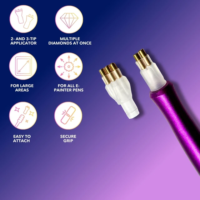 Alt view image 2 of 7 - Diamond Art Pen Applicator, Pack of 2 Universal Attachment Tips for Electric Dotting Pens, Diamond Painting Tools & Rhinestone Applicators