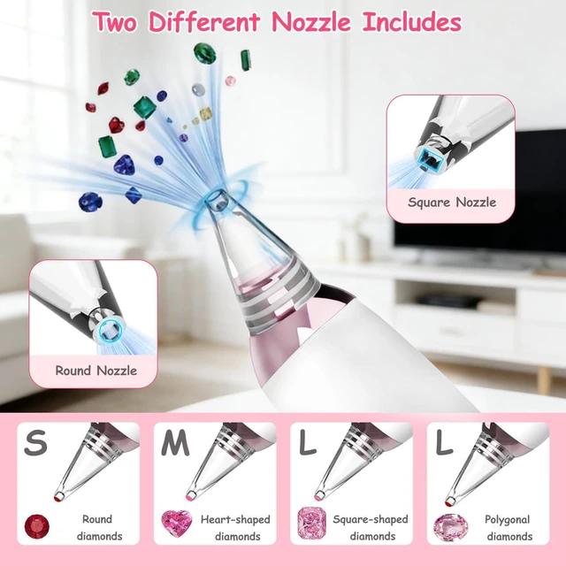 Alt view image 3 of 7 - Electric Diamond Art Pens, Wireless Diamond Painting Pen with Two Tips | Vacuum Technology | No Wax Needed | 3-Speed Suction Mode Diamond Art Kits Accessories for Adults & Kids