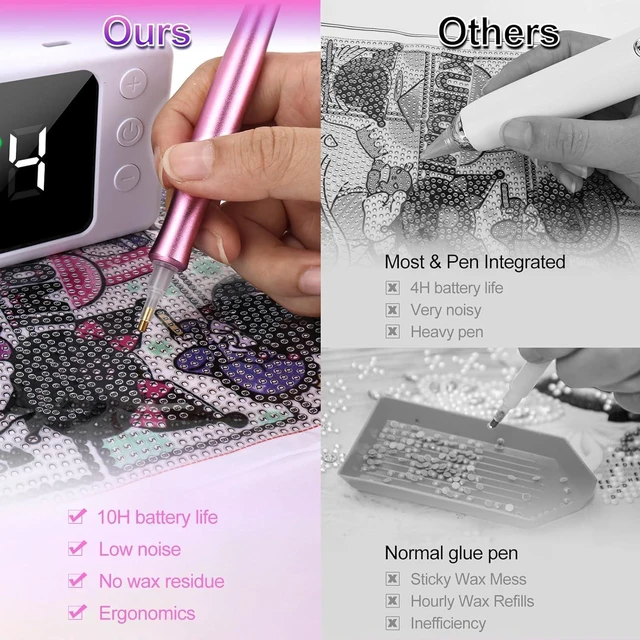 Alt view image 5 of 7 - Electric Diamond Painting Pens, Rechargeable Cordless Diamond Art Pen, 1200mAh, Diamond Art Vacuum Pen with Storage Case, 5 Suction Levels, LED Screen Display, Diamond Art Accessories