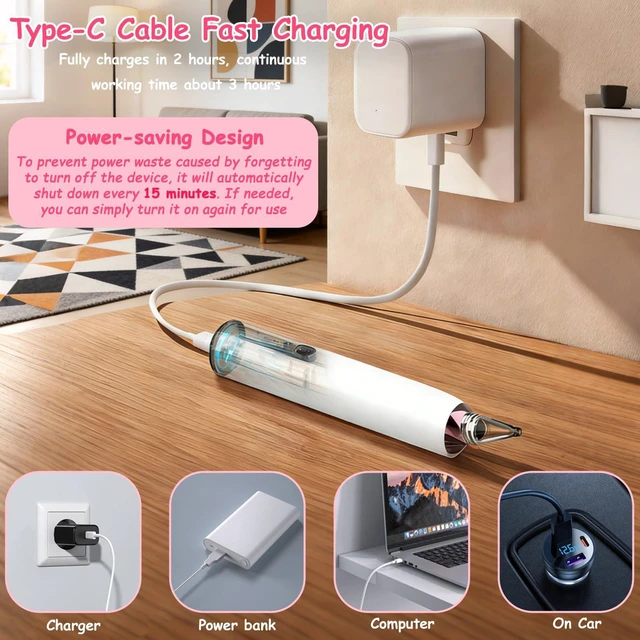 Alt view image 6 of 7 - Electric Diamond Art Pens, Wireless Diamond Painting Pen with Two Tips | Vacuum Technology | No Wax Needed | 3-Speed Suction Mode Diamond Art Kits Accessories for Adults & Kids