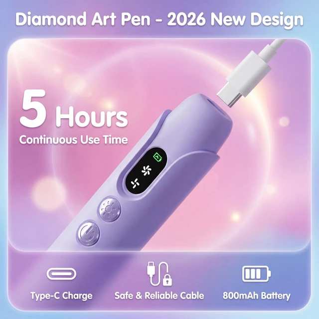 Alt view image 6 of 7 - Electric Diamond Painting Pen with Light, Vacuum Pen for Diamond Art Kit | Cordless, 2 Adjustable Suction Levels, Rechargeable, Vacuum Diamond Art Pen with Ergonomic Grip, Quiet, No Wax NeededPurpe