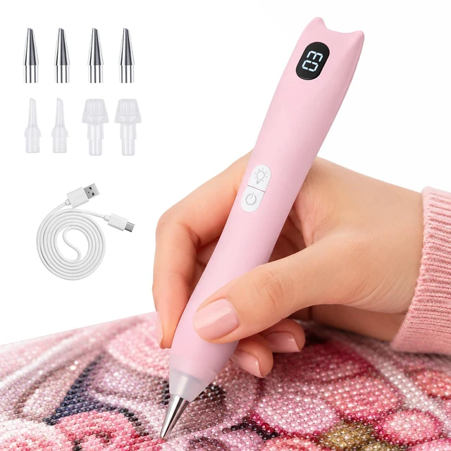 Main image of Electric Diamond Painting Pen with Light Digital Display Wireless Rechargeable Diamond Art Vacuum Pen 3 Adjustable Suction 8 Tips Diamond Art Kits Accessories