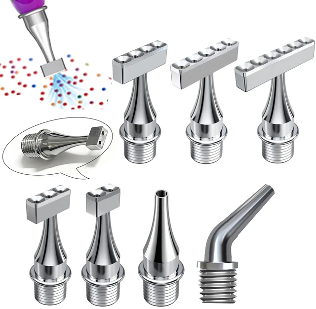 Main image of Replacement Kit for Vacuum Diamond Painting Pens, E-Painter Replacement Pen + 2 Filters + Steel Screw 1/2/3/4/5/6/Elbow Multiplacers + Silicone Tube fits Most Electric Diamond Art Pen, Only 6pcs Tips