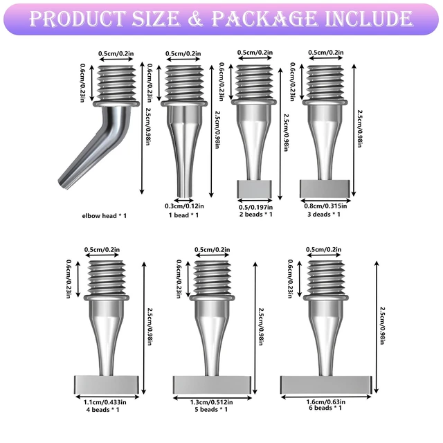 Alt view image 2 of 7 - Replacement Kit for Vacuum Diamond Painting Pens, E-Painter Replacement Pen + 2 Filters + Steel Screw 1/2/3/4/5/6/Elbow Multiplacers + Silicone Tube fits Most Electric Diamond Art Pen, Only 6pcs Tips