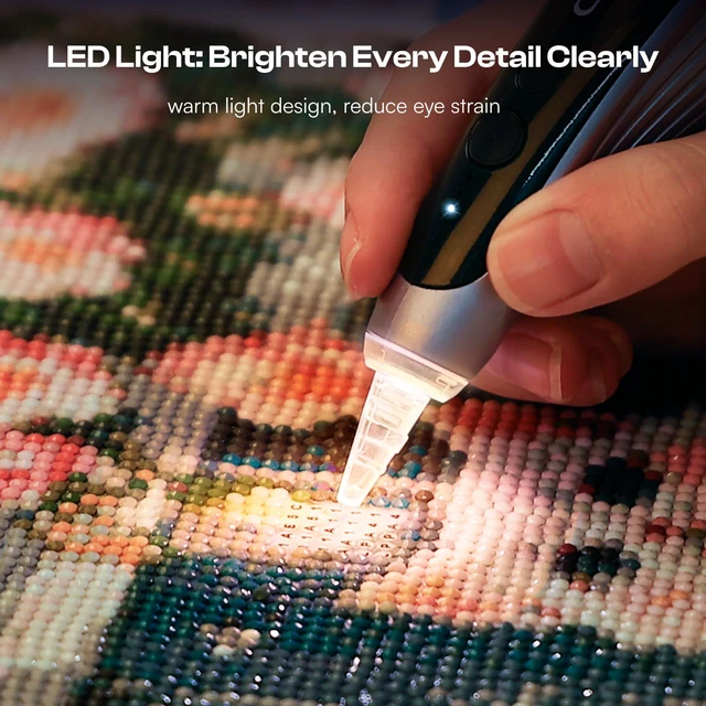 Alt view image 3 of 7 - Electric Diamond Painting Pen with Light, Diamond Art Tool, Purple | No Wax Need, Wireless, 3 Adjustable Suction Levels, 4Pcs Replaceable Tips, Ergonomic Grip, Diamond Art Pen For Adults, EP4