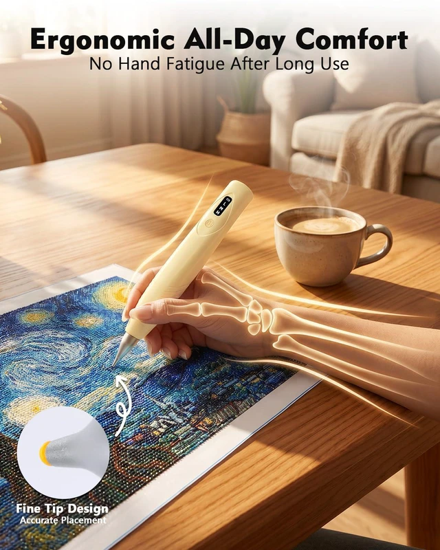 Alt view image 6 of 7 - Diamond Art Pen, 6H Long Lasting Electric Diamond Painting Pen | Diamond Art Vacuum Pen, Ergonomic, Cordless, Quiet, No Wax Needed, Easy-to-Carry, Ideal for Adults/Kids/Diamond Art Lovers