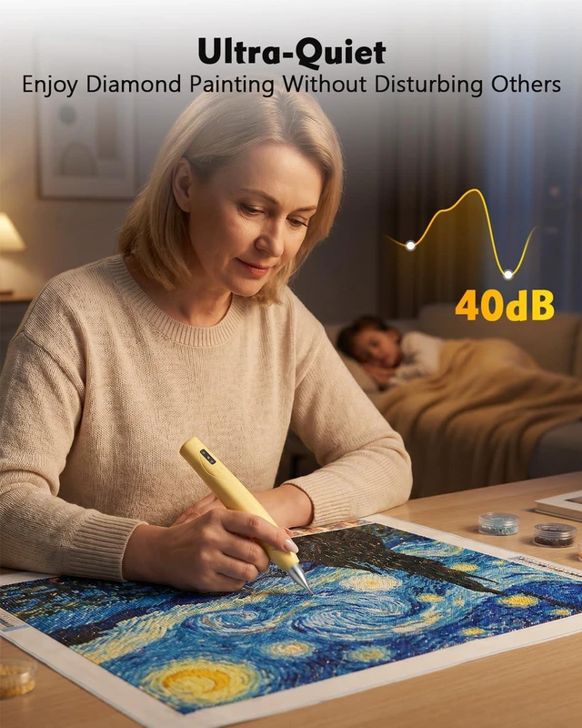 Alt view image 7 of 7 - Diamond Art Pen, 6H Long Lasting Electric Diamond Painting Pen | Diamond Art Vacuum Pen, Ergonomic, Cordless, Quiet, No Wax Needed, Easy-to-Carry, Ideal for Adults/Kids/Diamond Art Lovers