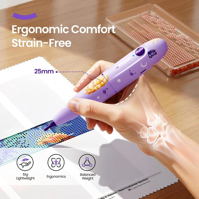 Alt view image 3 of 7 - Wireless Vacuum Pen for Diamond Art Kit for Adults, Long-Lasting Electric Pen for Diamond Painting Accessories and Tools