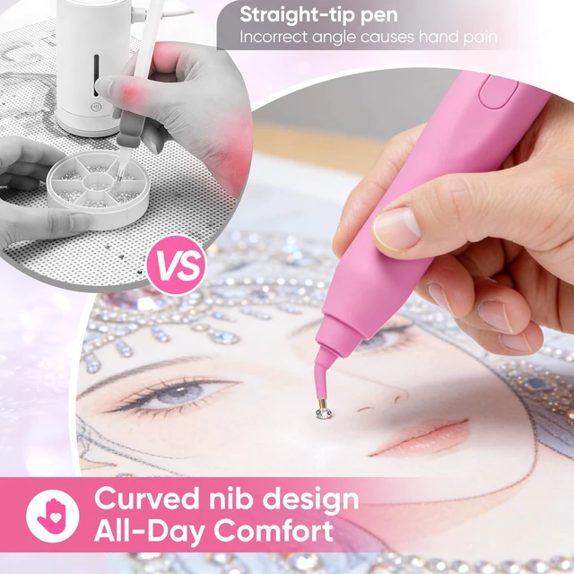 Alt view image 4 of 7 - Electric Diamond Painting Pen with Vacuum Technology, No Wax, Cordless & Rechargeable, 135° Ergonomic Tip - No Wrist Pain, Perfect Diamond Art Accessories for Women