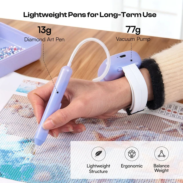 Alt view image 7 of 7 - Electric Diamond Art Pen, Diamond Art Tool & Accessories, Lavender | No Wax Needed, Low db Noise, Vacuum Technology, Wearable Wrist Design,USB Rechargeable, Diamond Painting Pen for Adults