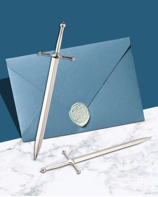 Alt view image 7 of 7 - Letter Opener Envelope Slitter Mail Opener Tool Sword Letter Opener Vintage Decorative Letter Opener Knife Desks Decoration Silver Ergonomic Grip Handle Office Mail Supplies