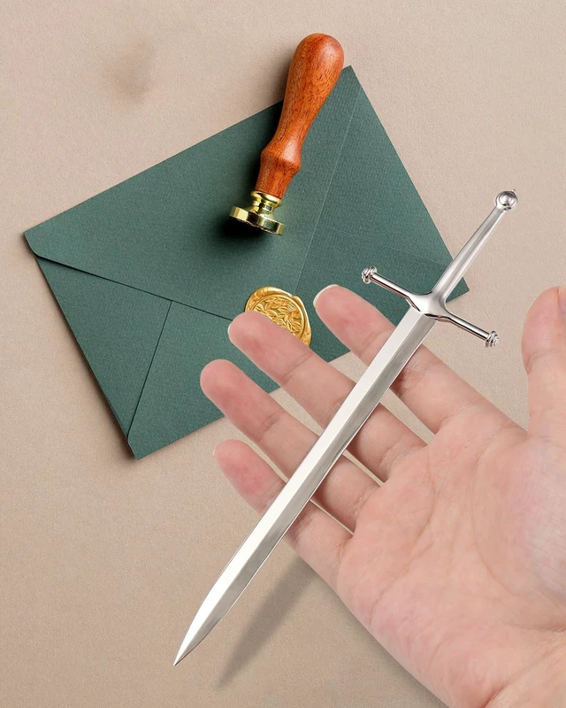 Alt view image 5 of 7 - Letter Opener Envelope Slitter Mail Opener Tool Sword Letter Opener Vintage Decorative Letter Opener Knife Desks Decoration Silver Ergonomic Grip Handle Office Mail Supplies