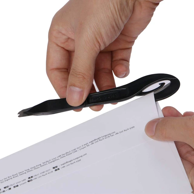 Alt view image 3 of 5 - Staple Remover, Staple Puller, Push-Style, Built-in Letter Opener, 3-Pack, Black