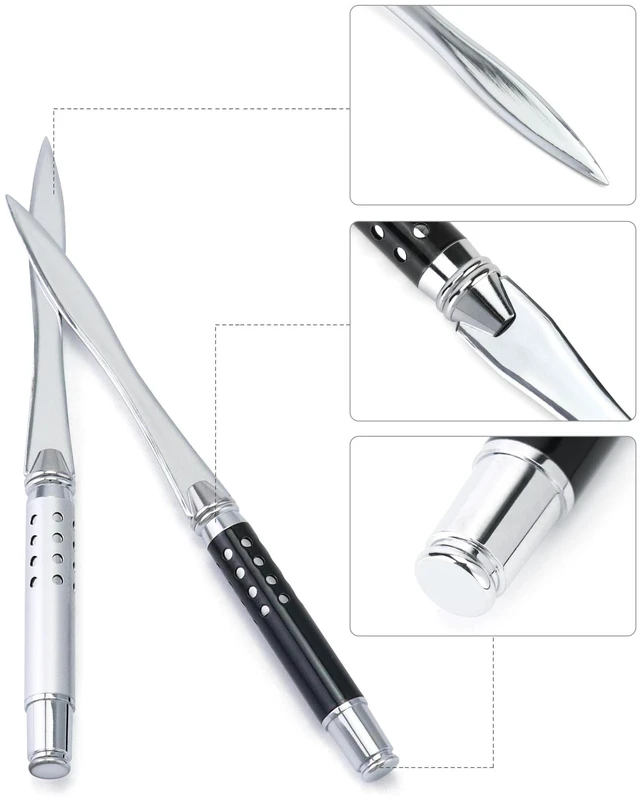 Alt view image 2 of 7 - 2 Pack Metal Letter Opener - Ergonomic Grip Envelope Slitter, Envelope Opener with Safe Edge, Powder-Coated Finish - Versatile Paper Cutter for Office/Home
