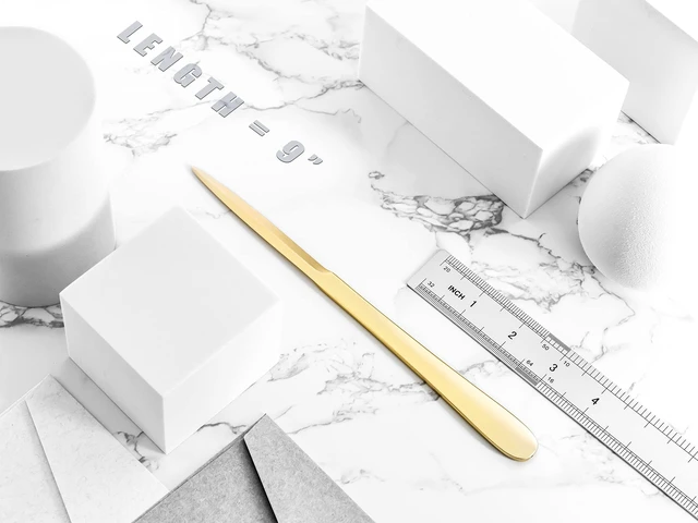 Alt view image 7 of 7 - 9" Golden Metal Letter Opener with Minimalist Design, Safe Double Edge Blades, Anti-Fingerprint Long Handle, Mail Opener Paper Knife Tool Envelope Opener