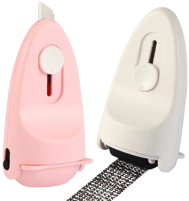 Main image of Identity Privacy Protection Roller Security Stamp 2Pack - Guard Your ID with Refillable Ink, Built-in Cutter & Flip Cover Design, Compact Security Tool for Document & Mail Privacy (White+Pink)