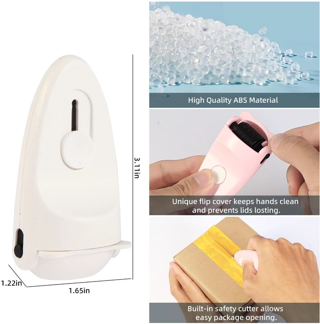 Alt view image 4 of 6 - Identity Privacy Protection Roller Security Stamp 2Pack - Guard Your ID with Refillable Ink, Built-in Cutter & Flip Cover Design, Compact Security Tool for Document & Mail Privacy (White+Pink)