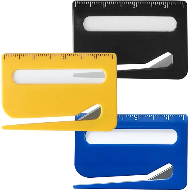 Main image of Mini Letter Opener - 3 Pcs Durable Plastic Envelope Opener with Magnifier and Ruler - Manual Envelope Slitter for Home Office and School