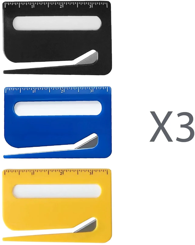 Alt view image 2 of 6 - Mini Letter Opener - 3 Pcs Durable Plastic Envelope Opener with Magnifier and Ruler - Manual Envelope Slitter for Home Office and School