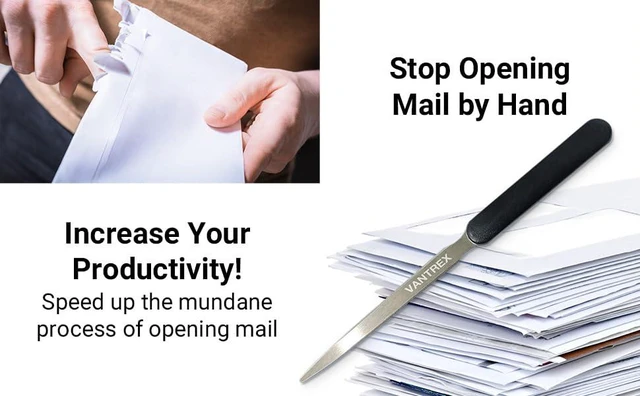 Alt view image 5 of 7 - Stainless Steel Letter Opener, 7.5 Inch Envelope & Mail Opener Tool | Letter Opener, Sharp Envelope Opener Slitter, Lightweight Mail Opener Tool, Comfortable Grip & Durable Design