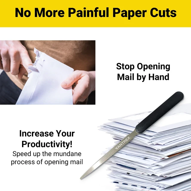 Alt view image 3 of 7 - Stainless Steel Letter Opener, 7.5 Inch Envelope & Mail Opener Tool | Letter Opener, Sharp Envelope Opener Slitter, Lightweight Mail Opener Tool, Comfortable Grip & Durable Design