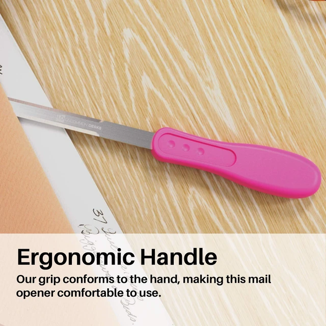 Alt view image 4 of 6 - Envelope Letter Opener, Pink, 1 Pieces | Durable Sharp Edge, Ergonomic Grip Handle, Opens Mail with Ease