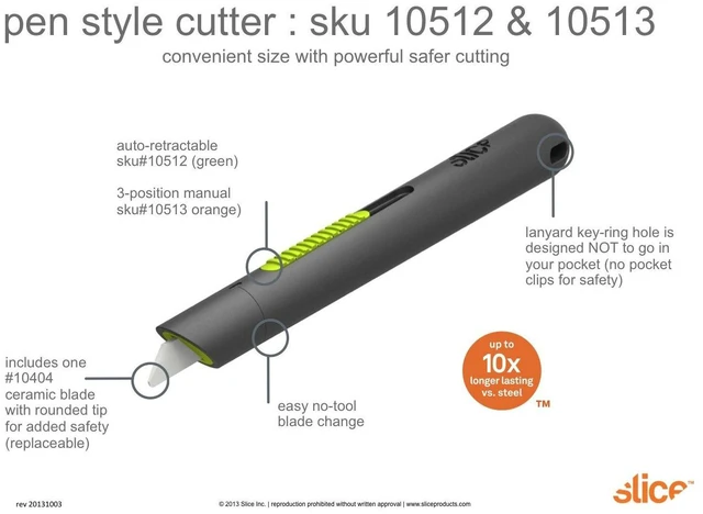 Alt view image 7 of 7 - 10512 Pen Cutter, Auto-Retractable Ceramic Blade, Safety Knife, Stays Sharp up to 11x Longer Than Steel Blades