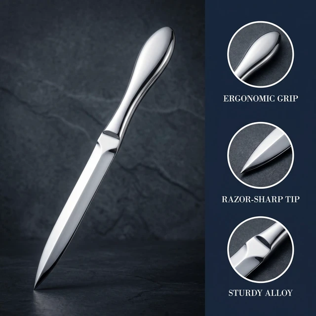 Alt view image 3 of 7 - 9 Inch Metal Letter Opener, Silver Envelope Opening Tool for Mail | Smooth metal blade for opening letters and envelopes, with a sturdy 9 inch design for office desks, home use and mail rooms