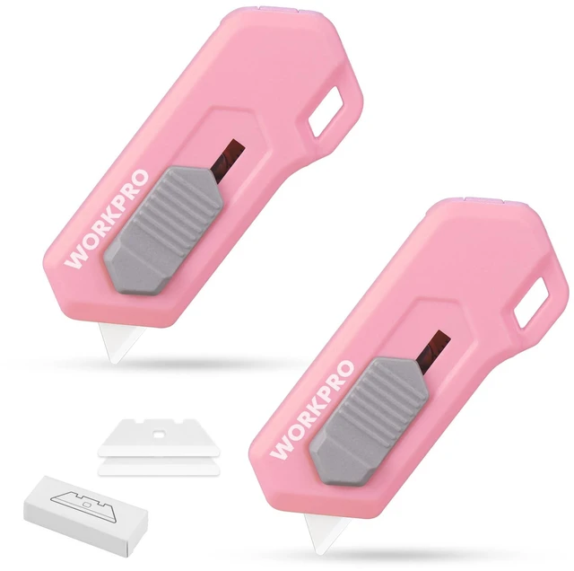 Main image of Ceramic Small Safety Box Cutter, Automatic Rebound Mini Letter Opener, Quick Change Retractable Blade Razor Knife, with Extra Blades