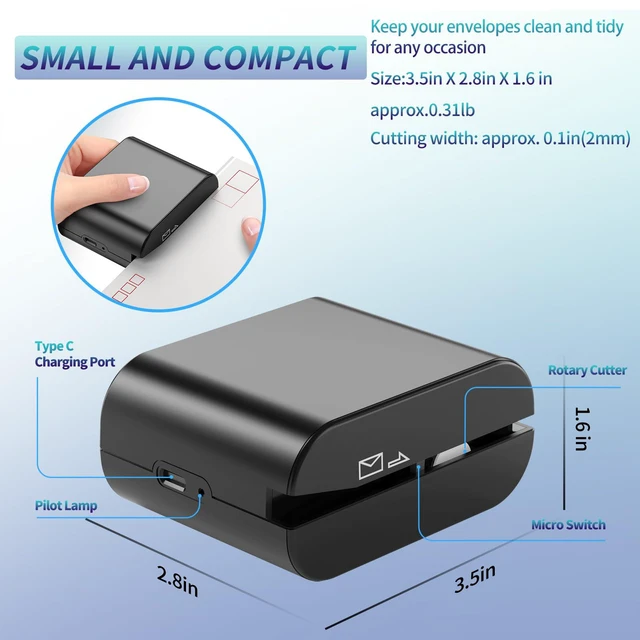 Alt view image 4 of 6 - Rechargeable Electric Letter Opener - Automatic Letter Opener Envelope Slitter, Electric Envelope Opener, Letter Opener Envelope Slitter for Universal Mail and Envelopes