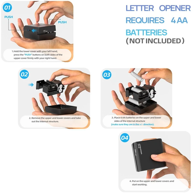 Alt view image 3 of 6 - Battery Operated Electric Letter Opener - Portable Efficient Electric Envelope Opener, Mail Opener, Universal Mail Cutter Tool for Office & Home Use, White