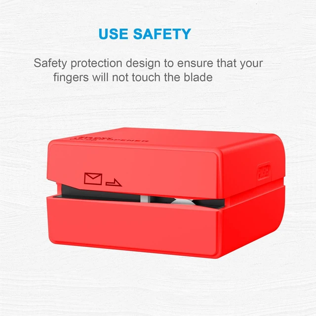 Alt view image 6 of 7 - Battery Operated Electric Letter Opener - Letter Openers Envelope Slitter, Envelope Opener, Mail Opener, Universal Envelope Efficient Letter Opener Tool for Office, Home (Red)