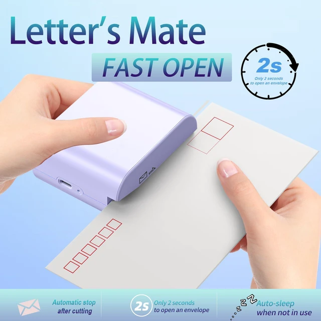 Alt view image 5 of 5 - Rechargeable Electric Letter Opener - Automatic Letter Opener Envelope Slitter, Electric Letter Opener Envelope Slitter for Universal Mail and Envelopes,Purple