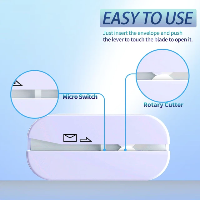 Alt view image 3 of 5 - Rechargeable Electric Letter Opener - Automatic Letter Opener Envelope Slitter, Electric Letter Opener Envelope Slitter for Universal Mail and Envelopes,Purple