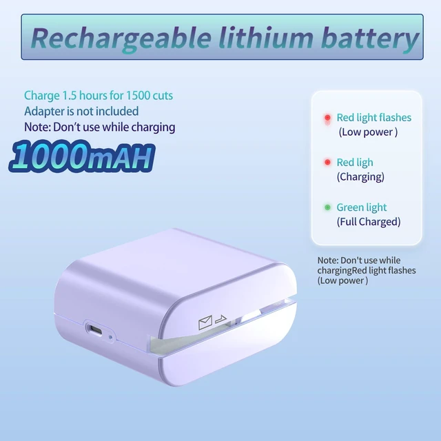 Alt view image 4 of 5 - Rechargeable Electric Letter Opener - Automatic Letter Opener Envelope Slitter, Electric Letter Opener Envelope Slitter for Universal Mail and Envelopes,Purple