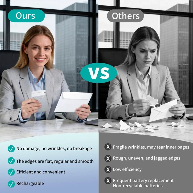 Alt view image 5 of 7 - Rechargeable Electric Letter Opener Safe Cutting Portable White | Automatic Letter Opener Envelope Slitter, Universal Efficient Mail Envelope Openers for Office & Home Desks