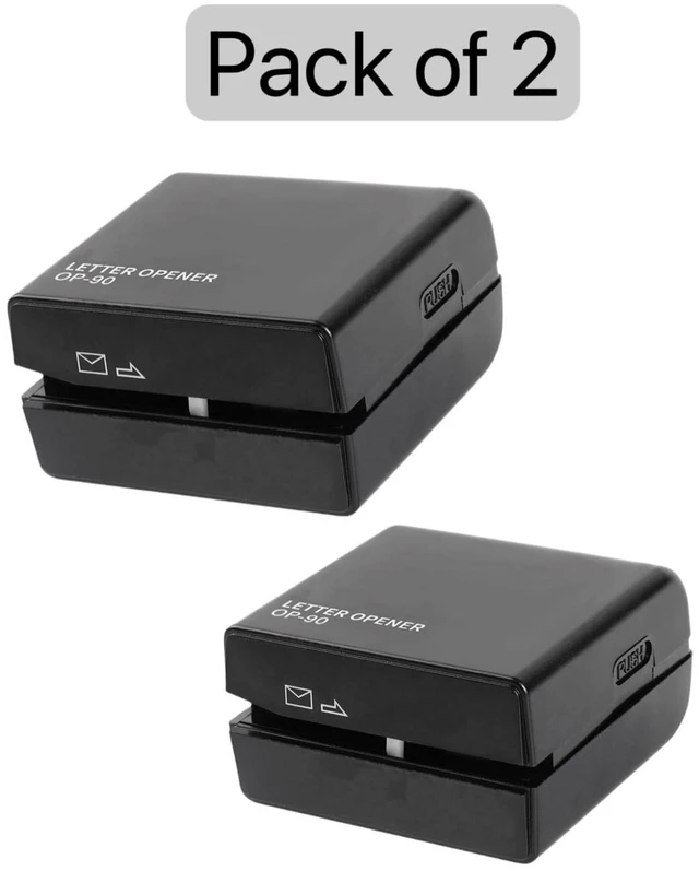 Alt view image 2 of 5 - 2 Pack Electric Letter Opener Black - Portable Automatic Envelope Slitter Tool for Home & Office Desks - Universal Wireless Mail Cutter Desk Accessory Gadget for All Envelope Sizes