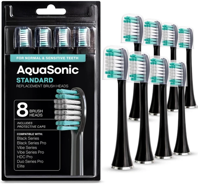 Main image of Genuine Standard Replacement Brush Heads, Black, 8 Pack | ADA Accepted, Protective Caps for Hygienic Storage, Normal & Sensitive Teeth, Compatible with Black Series & More