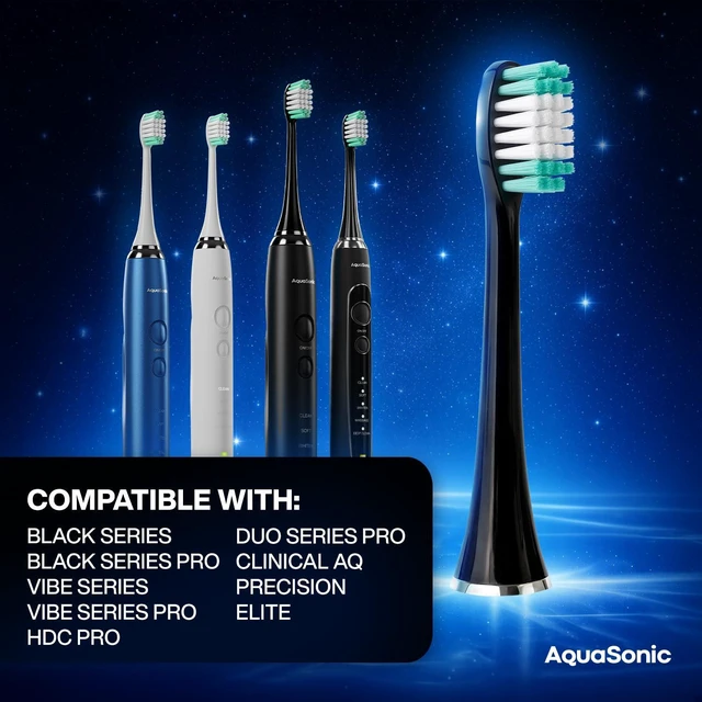 Alt view image 2 of 7 - Genuine Standard Replacement Brush Heads, Black, 2 Pack | ADA Accepted, Protective Caps for Hygienic Storage, Normal & Sensitive Teeth, Compatible with Black Series & More