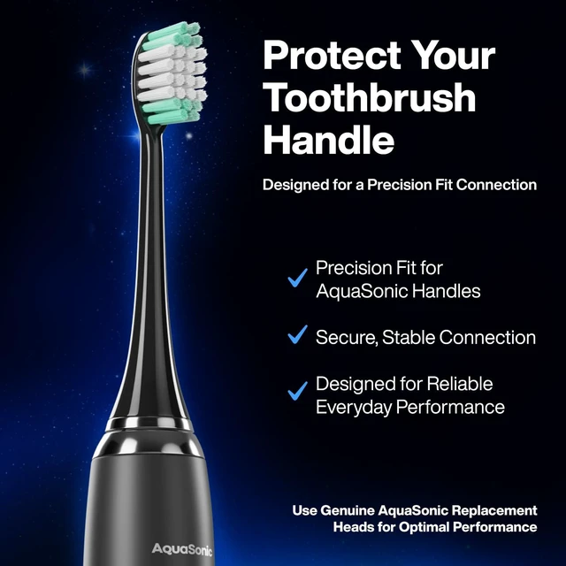 Alt view image 7 of 7 - Genuine Standard Replacement Brush Heads, Black, 2 Pack | ADA Accepted, Protective Caps for Hygienic Storage, Normal & Sensitive Teeth, Compatible with Black Series & More