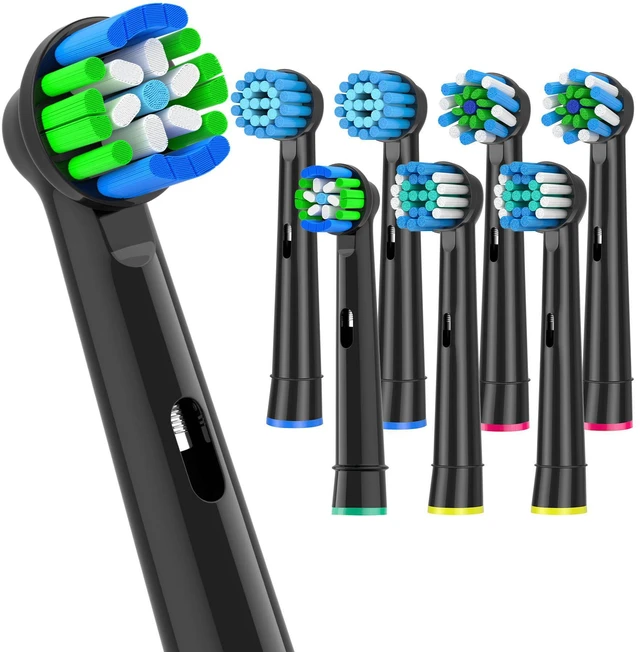 Main image of Replacement Toothbrush Heads Fits Oral B Braun for Precision/Precision Clean PRO/Sensitive/Cross Clean Replacement Brush Heads (BALCK-8-A, Medium)