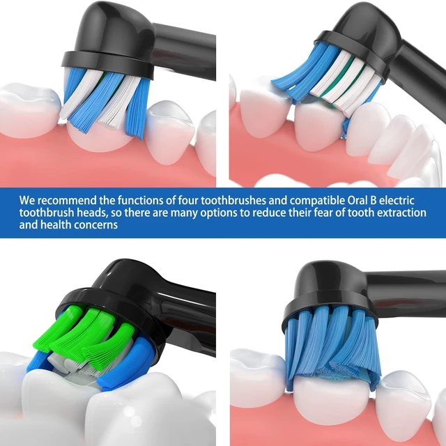 Alt view image 6 of 7 - Replacement Toothbrush Heads Fits Oral B Braun for Precision/Precision Clean PRO/Sensitive/Cross Clean Replacement Brush Heads (BALCK-8-A, Medium)