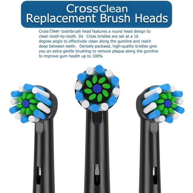 Alt view image 7 of 7 - Replacement Toothbrush Heads Fits Oral B Braun for Precision/Precision Clean PRO/Sensitive/Cross Clean Replacement Brush Heads (BALCK-8-A, Medium)