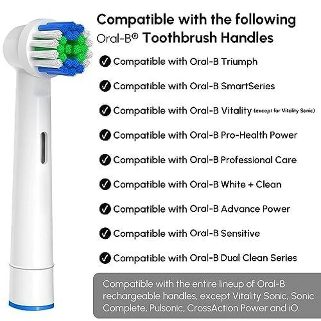 Alt view image 2 of 6 - Replacement Toothbrush Heads Compatible with Oral-B Braun 20 Pcs | Professional Electric Toothbrush Brush Heads for Oral B Replacement Head Refill Pro 500/1000/1500/3000/3757/5000/7000/7500