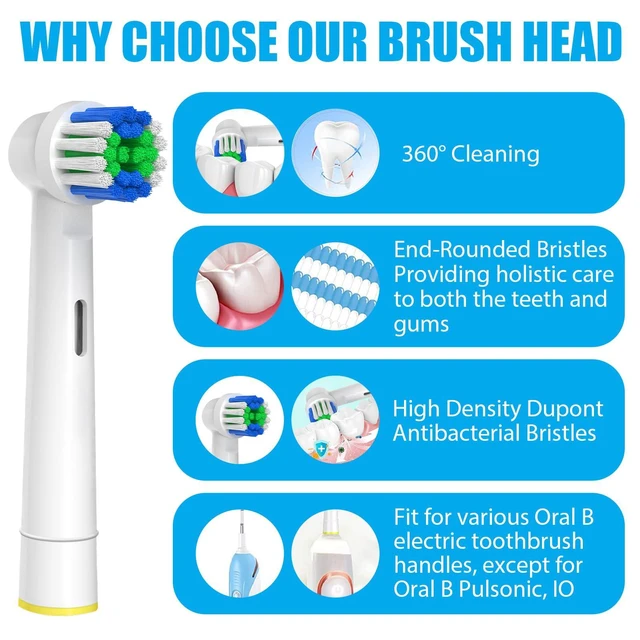 Alt view image 3 of 6 - Replacement Toothbrush Heads Compatible with Oral-B Braun 20 Pcs | Professional Electric Toothbrush Brush Heads for Oral B Replacement Head Refill Pro 500/1000/1500/3000/3757/5000/7000/7500